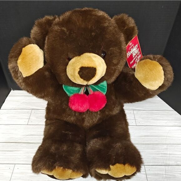 JC Penney Collection Dark Brown 24” Holiday Teddy Bear Stuffed Vintage Toy - Picture 1 of 8